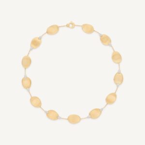 18K Yellow Gold Petal Necklace with Diamonds, 17"