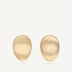 18K Yellow Gold Petal Stud Earrings, 0.75"