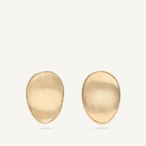 18K Yellow Gold Petal Stud Earrings, 0.75"