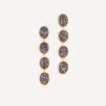 18K Yellow Gold Sapphire Petal Earrings, 2.1"