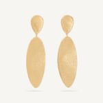 18K Yellow Gold Petal Earrings, 2.24"