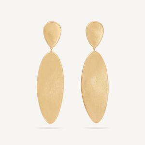18K Yellow Gold Petal Earrings, 2.24"