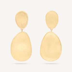 18K Yellow Gold Petal Earrings, 1.5"