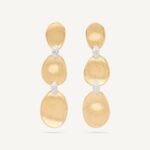 18K Yellow Gold Petal Earrings with Diamonds, 2"