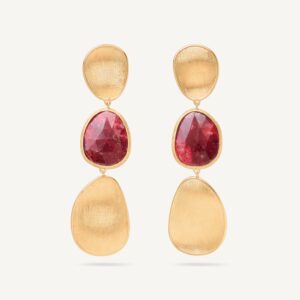 18K Yellow Gold Thulite Earrings, 2.2"