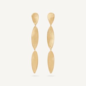 18K Yellow Gold Petal Earrings, 2.7"