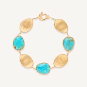 18K Yellow Gold Turquoise Bracelet, 7"