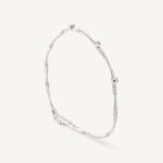 18K White Gold Coil Bangle with Diamond Stations, 2mm