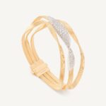 18K Yellow Gold Diamond Crossover Three Row Coil Bracelet, 7.25"