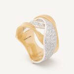 18K Yellow Gold Diamond Crossover Three Row Coil Ring