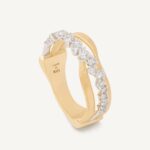 18K Yellow Gold Diamond Three Row Coil Ring