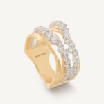 18K Yellow Gold Diamond Five Row Coil Ring