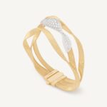 18K Yellow Gold Diamond Crossover Three Row Coil Bracelet, 7.5"