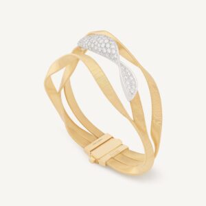 18K Yellow Gold Diamond Crossover Three Row Coil Bracelet, 7.5"