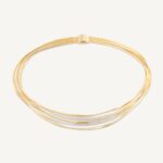 18K Yellow Gold Five Strand Coil Necklace with Diamond Bars, 16.5"