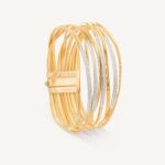 18K Yellow Gold Nine Strand Bangle with Diamonds