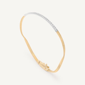 18K Yellow Gold Coil Bangle with Diamond Bar, 2.4mm