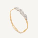 18K Yellow Gold Diamond Bangle,4 mm