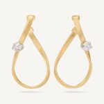 18K Yellow Gold Infinity Coil Hoops with Diamonds, 1.2"