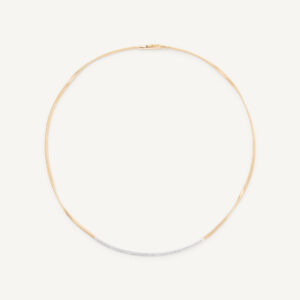 18K Yellow Gold Coil Necklace with Diamond Bar, 16.5"