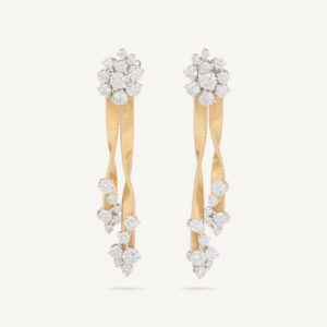 18k Yellow Gold Diamond Coil Statement Earrings, 2.36"