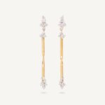 18k Yellow Gold Coil Stick Earrings with Diamonds, 1.77"