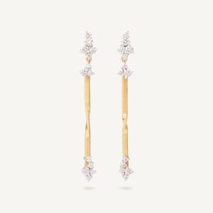 18k Yellow Gold Coil Stick Earrings with Diamonds, 1.77"