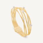 18K Yellow Gold Five Strand Coil Bracelet with Diamond Stations, 7"