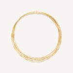 18K Yellow Gold Five Strand Coil Necklace with Diamond Stations, 16.5"