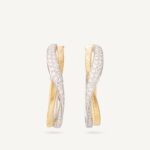 18K Yellow Gold Diamond Crossover Hoop Earrings, 1.2"