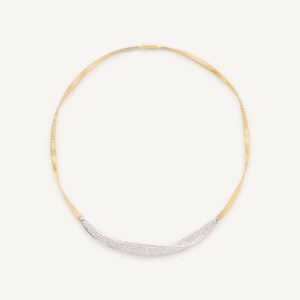 18K Yellow Gold Necklace with Diamond Pavé Crossover, 16.75"