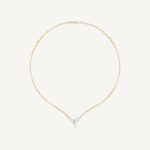 18K Yellow Gold Diamond V-Shaped Coil Necklace, 16"