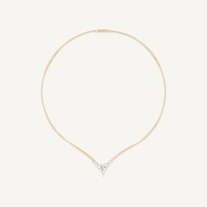 18K Yellow Gold Diamond V-Shaped Coil Necklace, 16"