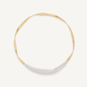 18K Yellow Gold Diamond Crossover Coil Necklace, 16.75"