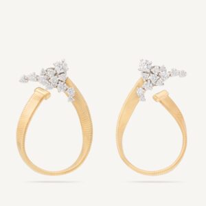 18K Yellow Gold Diamond Wrap Coil Earrings, 1.29"