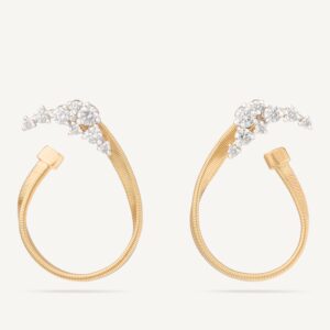18K Yellow Gold Diamond Wrap Coil Earrings, 1"