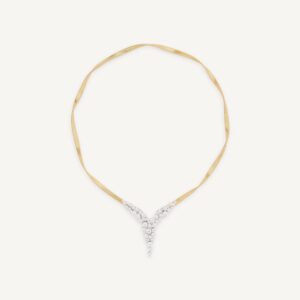 18K Yellow Gold Diamond V-Shaped Coil Necklace, 16.5"