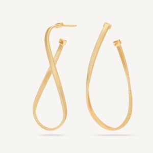 18K Yellow Gold Infinity Coil Hoops, 1.8"
