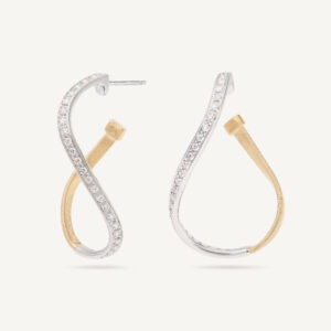 18K Yellow Gold Diamond Coil Hoops, 1.2"