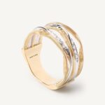 18K Yellow Gold Five Row Coil Ring with Diamond Strands
