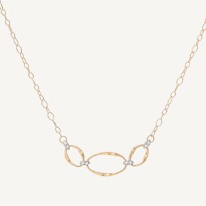 18K Yellow Gold Coil Halfsie Necklace with Diamonds, 16.5"-18'