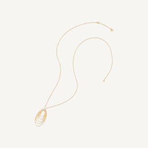 18K Yellow Gold Coil Oval Pendant Necklace with Diamonds, 31.5"