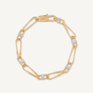 18K Yellow Gold Coil Link Bracelet with Diamonds, 7.5"