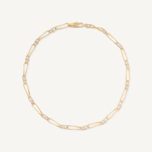 18K Yellow Gold Coil Link Necklace with Diamonds, 18"