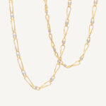 18K Yellow Gold Coil Link Necklace with Diamonds, 36"
