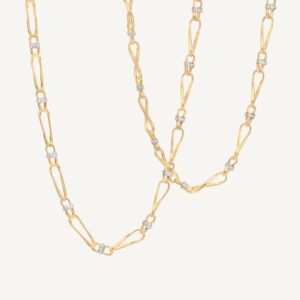 18K Yellow Gold Coil Link Necklace with Diamonds, 36"