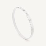 18K White Gold Coil Bangle with Three Diamond Stations, 5mm