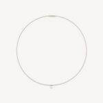 18K White Gold Coil Necklace with Diamond Station, 16"