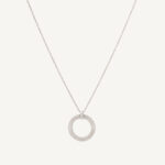 18K White Gold Coil Pendant Necklace with Diamonds, 16.5"-18"