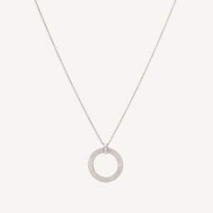 18K White Gold Coil Pendant Necklace with Diamonds, 16.5"-18"